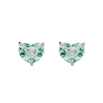 Pre Owned Chopard So Happy Green Stone Diamond 18k White Gold Stud Earrings