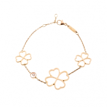 Pre Owned Chopard Happy Diamond Clover 18k Rose Gold Station Bracelet