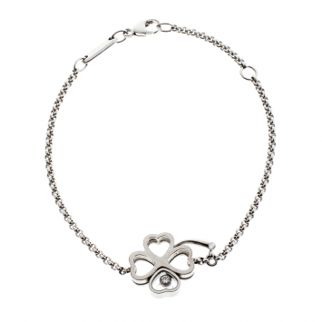 Pre Owned Chopard Happy Diamond Clover Motif 18k White Gold Bracelet