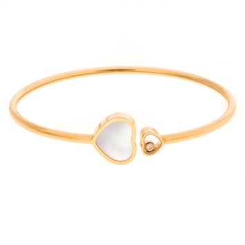 Pre Owned Chopard Happy Hearts Diamond Mother of Pearl 18K Rose Gold Open Bracelet