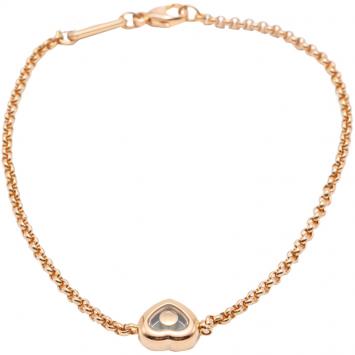 Pre Owned Chopard Happy Diamond Rose Gold Icon Bracelet Size 18