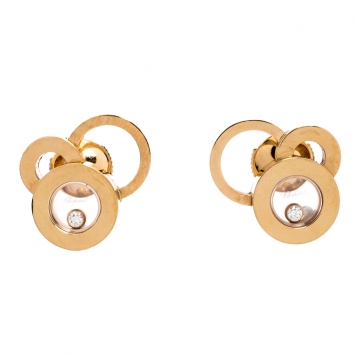 Pre Owned Chopard Happy Bubbles Diamond 18K Rose Gold Stud Earrings