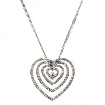 Pre Owned Chopard Diamond Heart 18 K White Gold Necklace