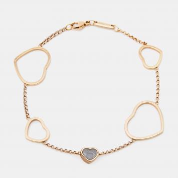 Pre Owned Chopard Happy Hearts Diamond 18k Rose Gold Bracelet