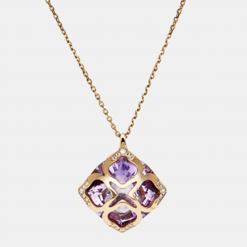 Pre Owned Chopard Imperiale Amethyst Diamond 18k Rose Gold Pendant Necklace