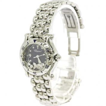 Pre Owned Chopard Blue Stainless Steel Happy Sport Women's Wristwatch 26MM