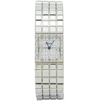 Pre Owned Chopard Silver Steel Full Diamond Ice Cube Women's Watch 22MM