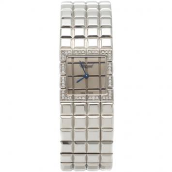 Pre Owned Chopard Silver Steel Ice Cube Diamond Bezel Women'S Watch 22MM