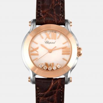 Pre Owned Chopard White Stainless Steel and Diamond Happy Sports 27/8509-6002 Women's Wristwatch 30 mm