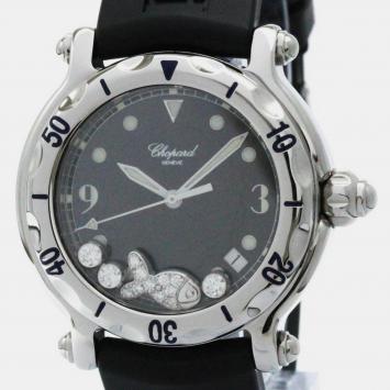 Pre Owned Chopard Black Stainless Steel Happy Sport 28/8347 Quartz Women's Wristwatch 38 mm