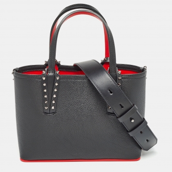 Pre Owned Christian Louboutin Black Leather Mini Cabata Tote