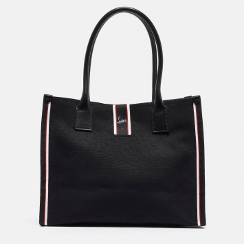 Pre Owned Christian Louboutin Black Canvas Large Nastroloubi Fique À Vontade Tote