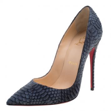 مملوكة مسبقًا Christian Louboutin Ash Grey Python So Kate Pumps Size 36