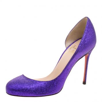 Pre Owned Christian Louboutin Purple Glitter Helmour D'orsay Pumps Size 35