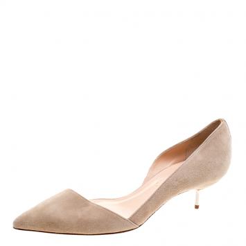 Pre Owned Christian Louboutin Beige Suede Newton D'Orsay Pumps Size 38