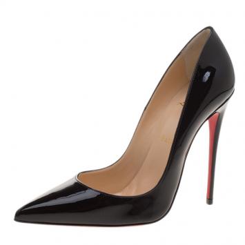 Pre Owned Christian Louboutin Black Patent Leather So Kate Pointed Toe Pumps Size 38.5