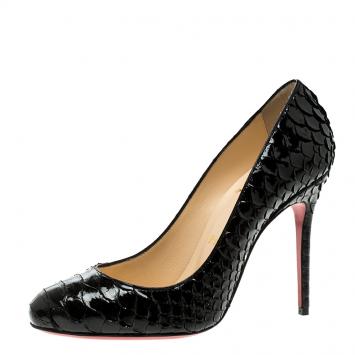 Pre Owned Christian Louboutin Black Python Fifi Pumps Size 37