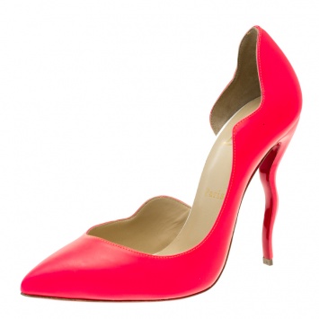 Pre Owned Christian Louboutin Neon Fuschia Leather Dalida D'Orsay Pointed Toe Pumps Size 39