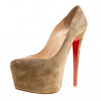 Pre Owned Christian Louboutin Beige Suede Daffodile Platform Pumps Size 37