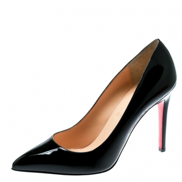 Pre Owned Christian Louboutin Black Patent Leather Pigalle Pointed Toe Pumps Size 39