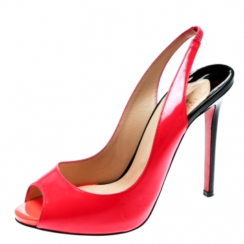 Pre Owned Christian Louboutin Multicolor Leather Flo Peep Toe Slingback Sandals Size 40.5