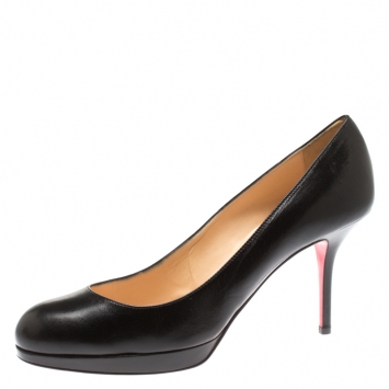 Pre Owned Christian Louboutin Black Leather New Simple Pumps Size 39.5