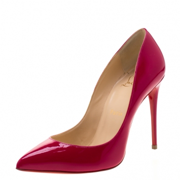 Pre Owned Christian Louboutin Ultra Rose Pink Patent Leather Pigalle Follies Pointed Toe Pumps Size 36