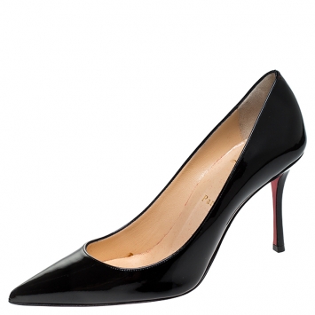 Pre Owned Christian Louboutin Black Patent Leather So Kate Pointed Toe Pumps Size 38