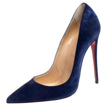 Pre Owned Christian Louboutin Blue Suede So Kate Pointed Toe Pumps Size 40