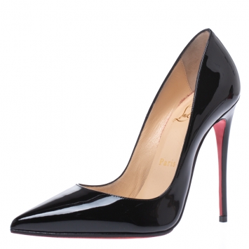 Pre Owned Christian Louboutin Black Patent Leather So Kate Pointed Toe Pumps Size 35.5