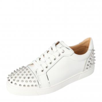 Pre Owned Christian Louboutin White Leather Vierissima Spikes Sneakers Size 38