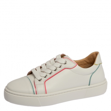 Pre Owned Christian Louboutin White Leather Vieirissima Low Top Sneakers Size 38.5