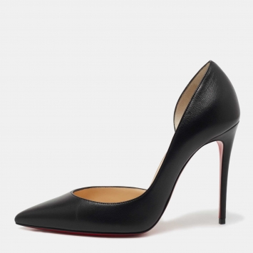 Pre Owned Christian Louboutin Black Leather Iriza Pumps Size 37