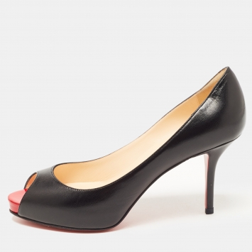Pre Owned Christian Louboutin Black Leather Mater Claude Pumps Size 37
