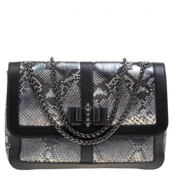 Pre Owned Christian Louboutin Metallic Python Sweet Charity Shoulder Bag