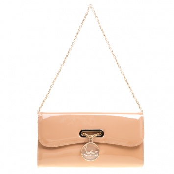 Pre Owned Christian Louboutin Beige Patent Leather Riviera Clutch