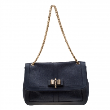Pre Owned Christian Louboutin Blue Leather Sweet Charity Bag