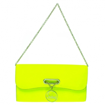 Pre Owned Christian Louboutin Neon Green Leather Riviera Clutch Bag