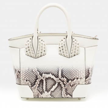 Pre Owned Christian Louboutin White Snakeskin Effect Leather Small Eloise Satchel