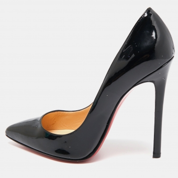 Pre Owned Christian Louboutin Black Patent Leather Pigalle Pumps Size 37.5