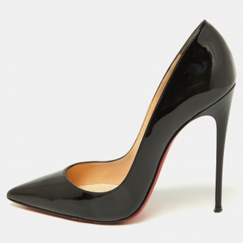 Pre Owned Christian Louboutin Black Patent Leather Pigalle Pointed Toe Pumps Size 38.5
