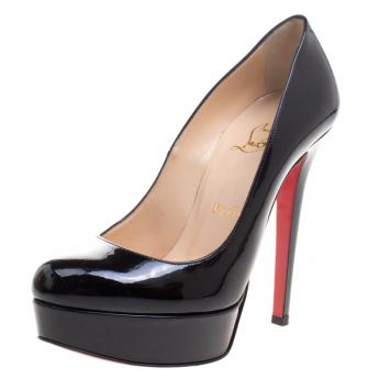 Pre Owned Christian Louboutin Black Patent Leather Bianca Platform Pumps Size 37