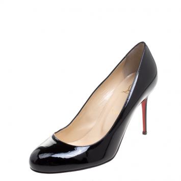 Pre Owned Christian Louboutin Black Patent Leather Fifi Pumps Size 39.5