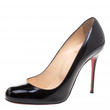 Pre Owned Christian Louboutin Black Patent Leather Fifi Pumps Size 39.5