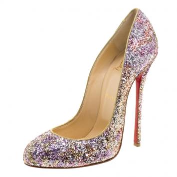 Pre Owned Christian Louboutin Multicolor Glitter Fifi Pumps Size 41