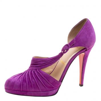 Pre Owned Christian Louboutin Purple Suede Drapiday D'orsay Pumps Size 40