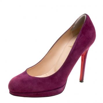 Pre Owned Christian Louboutin Purple Suede New Simple Pumps Size 38