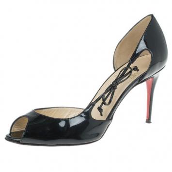 Pre Owned Christian Louboutin Black Patent Leather 'Delico 100' D'orsay Pumps Size 36
