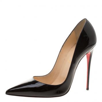 Pre Owned Christian Louboutin Black Patent Leather So Kate Pointed Toe Pumps Size 41