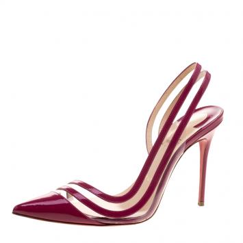 Pre Owned Christian Louboutin Fuchsia Patent Leather and PVC Paralili Pumps Size 37.5